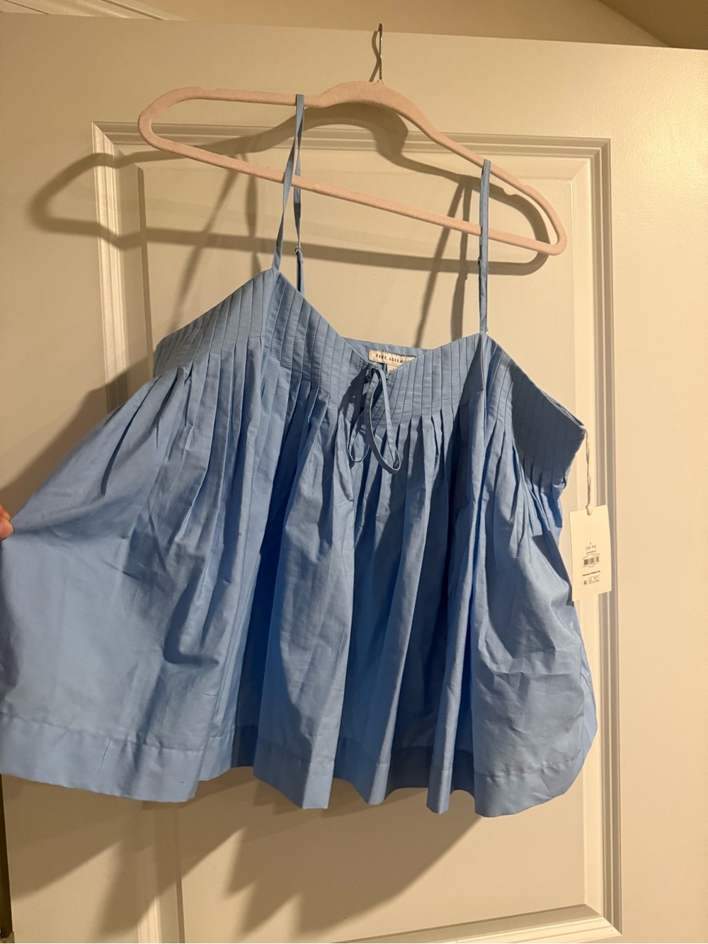 Light Blue Women's Pleated Spaghetti Strap Top